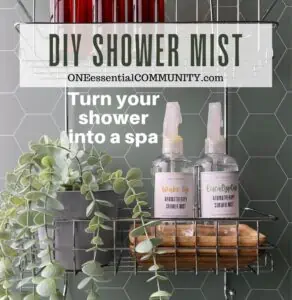 DIY aromatherapy shower mist spray -- easy way to use essential oils to turn shower into spa oasis. Much easier to make and use than shower steamers! a few spritzes of shower mist into a steamy shower can help you wake up, relieve stress, lift your mood, or ease congestion.  free printable labels and 34 shower mist recipes. {eucalyptus shower mist spray, essential oil recipe, self care, DIY shower spray, doTERRA, Young Living, Plant Therapy}